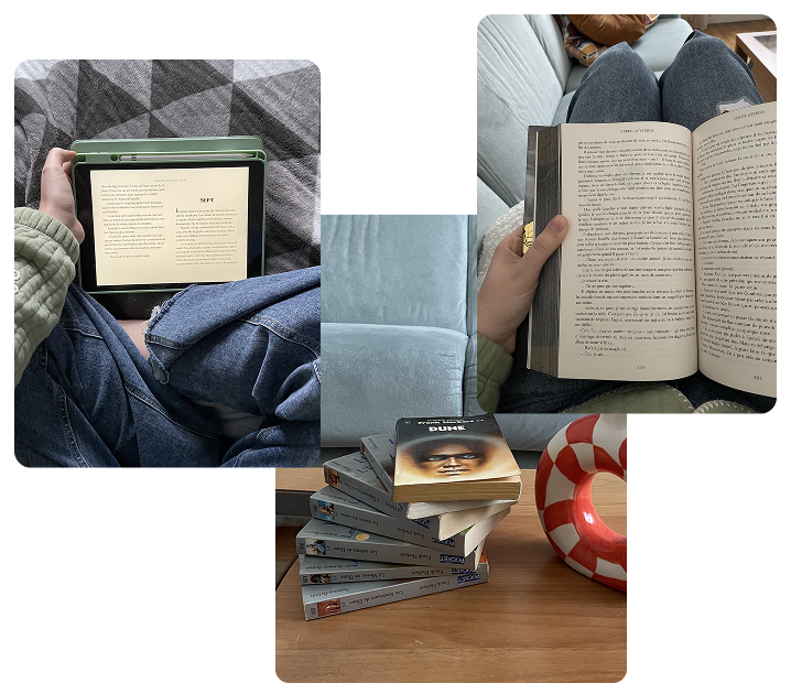 3 photos qui évoque la lecture